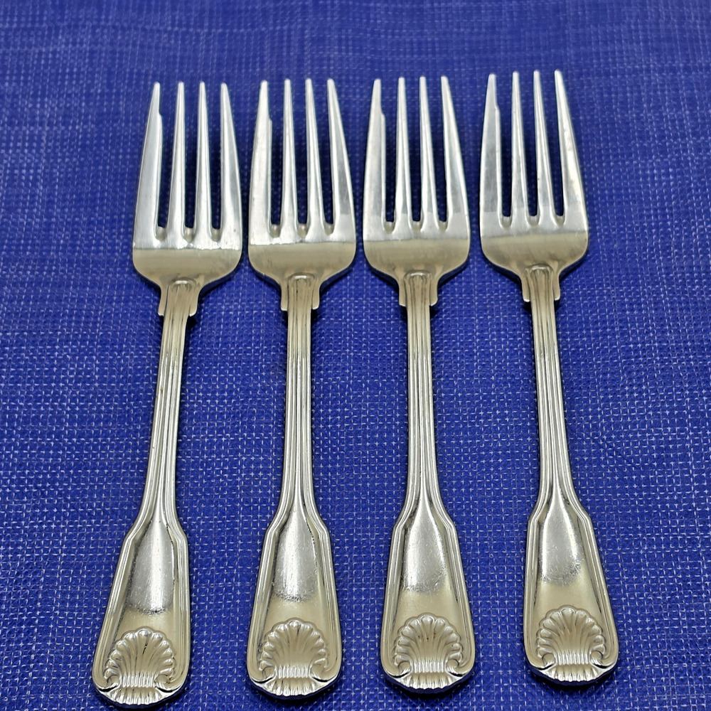 Towle London Shell Salad / Dessert Fork JAPAN Stainless Flatware Set Of 4 VTG
